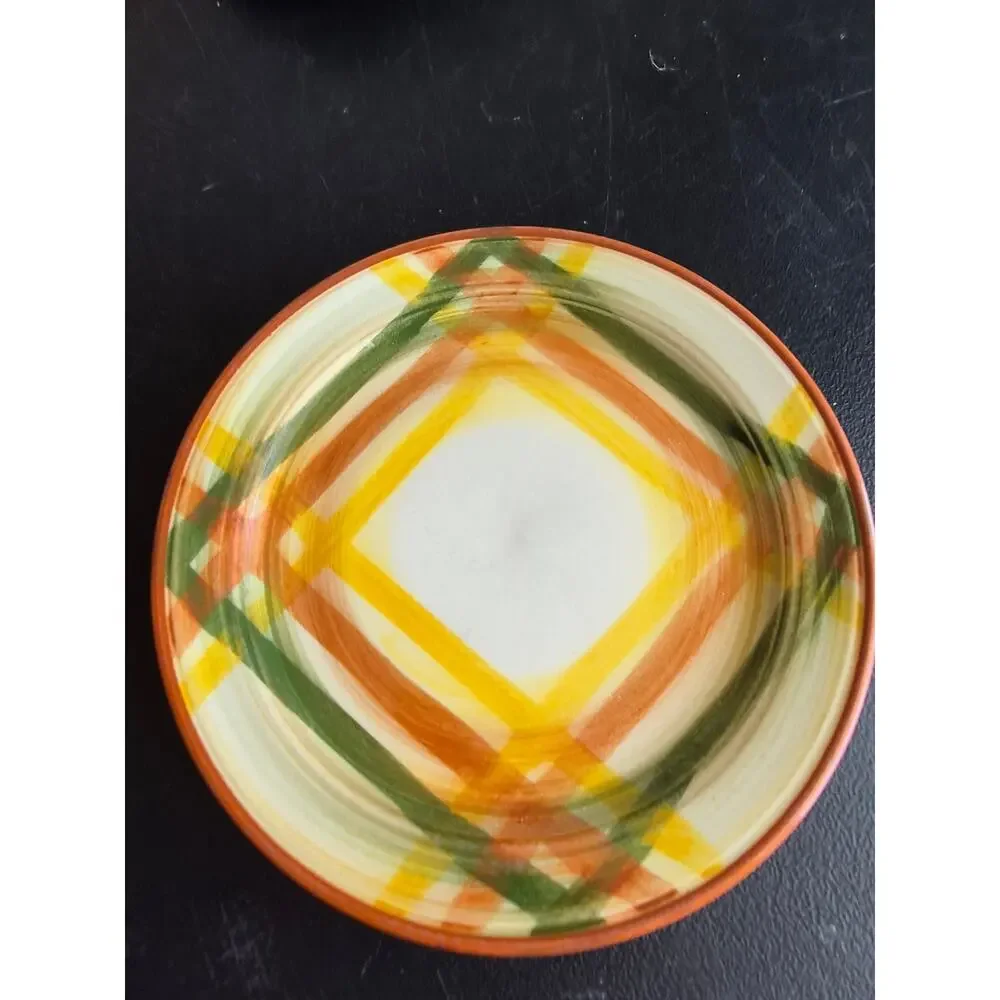 Vintage Vernon Kilns Homespun 7.5 in Salad Plates Cheerful MCM Western USA Lot 2